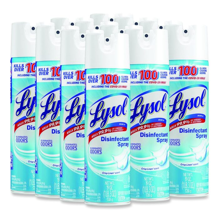 828129 Disinfectant Spray, Crisp Linen Scent, 19 oz Aerosol Spray, 12 Cans/Carton - Image 1