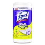 Dual Action Disinfecting Wipes, 1-Ply, 7 x 7.25, Citrus, White/Purple, 75/Canister