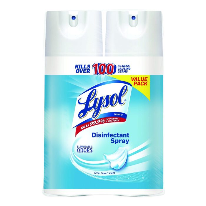 640795 Disinfectant Spray, Crisp Linen Scent, 12.5 oz Aerosol Spray, 2/Pack, 6 Pack/Carton - Image 1