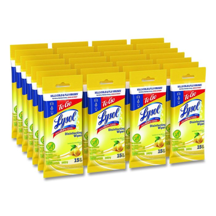 15173449 Disinfecting Wipes Flatpacks, 1-Ply, 6.69 x 7.87, Lemon and Lime Blossom, White, 15 Wipes/Flat Pack, 24 Flat Packs/Carton - Image 1
