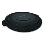 BRUTE Self-Draining Flat Top Lids for 32 gal Round BRUTE Containers, 22.25" Diameter, Black