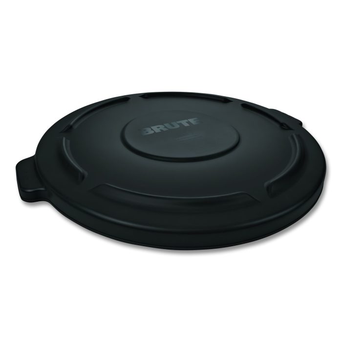 15017490 BRUTE Self-Draining Flat Top Lids for 32 gal Round BRUTE Containers, 22.25" Diameter, Black - Image 1