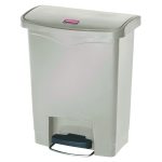 Streamline Resin Step-On Container, Front Step Style, 8 gal, Polyethylene, Beige