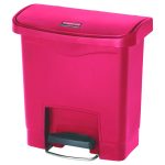 Slim Jim Streamline Resin Step-On Container, Front Step Style, 4 gal, Polyethylene, Red