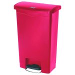 Streamline Resin Step-On Container, Front Step Style, 13 gal, Polyethylene, Red