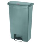 Slim Jim Streamline Resin Step-On Container, Front Step Style, 18 gal, Polyethylene, Gray
