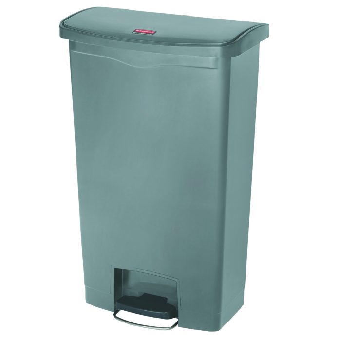 218596 Slim Jim Streamline Resin Step-On Container, Front Step Style, 18 gal, Polyethylene, Gray - Image 1