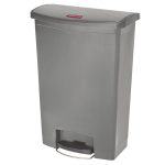 Streamline Resin Step-On Container, Front Step Style, 24 gal, Polyethylene, Gray