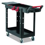 Heavy Duty Adaptable Utility Cart, Plastic, 2 Shelves, 500 lb Capacity, 17.8" x 46.2" x 36", Black
