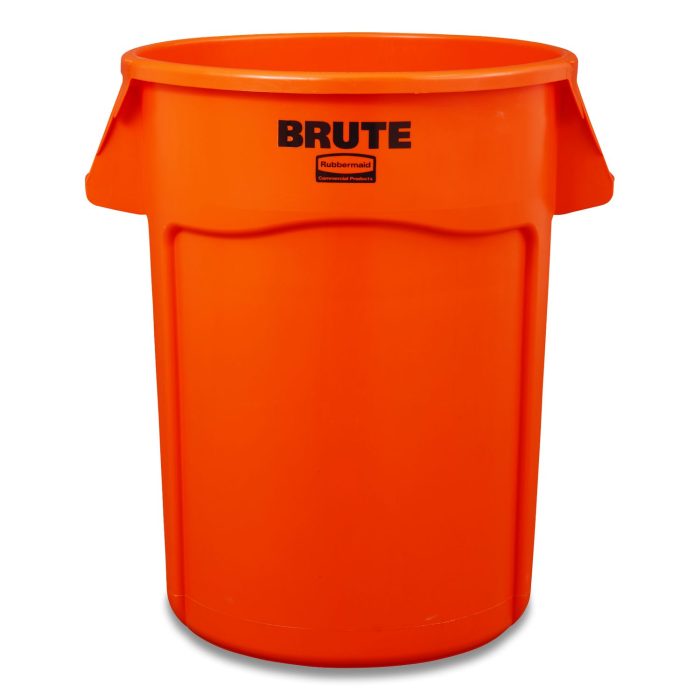 673717 Brute Round Container, 44 gal, Plastic, Orange - Image 1