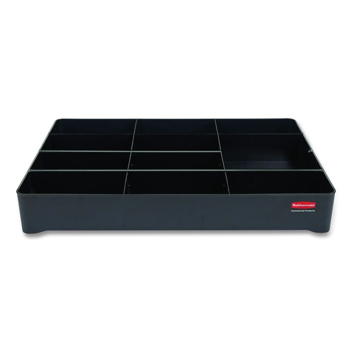 15122346 Amenity Organizer for all Rubbermaid Commercial Full Size and Compact Housekeeping Carts, 11 Sections, 18.75 x 3.62, Black - Image 1