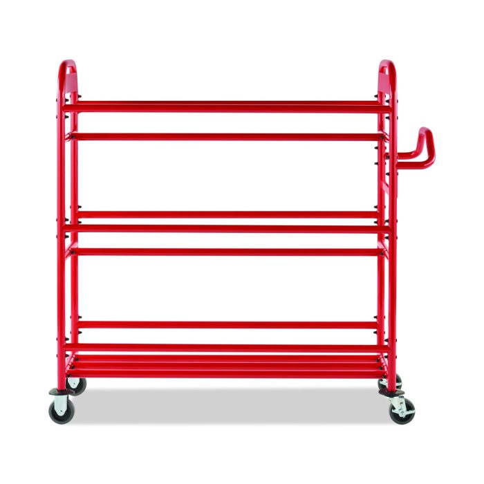 782803 Tote Picking Cart, Metal, 3 Shelves, 450 lb Capacity, 57" x 18.5" x 55", Red - Image 1