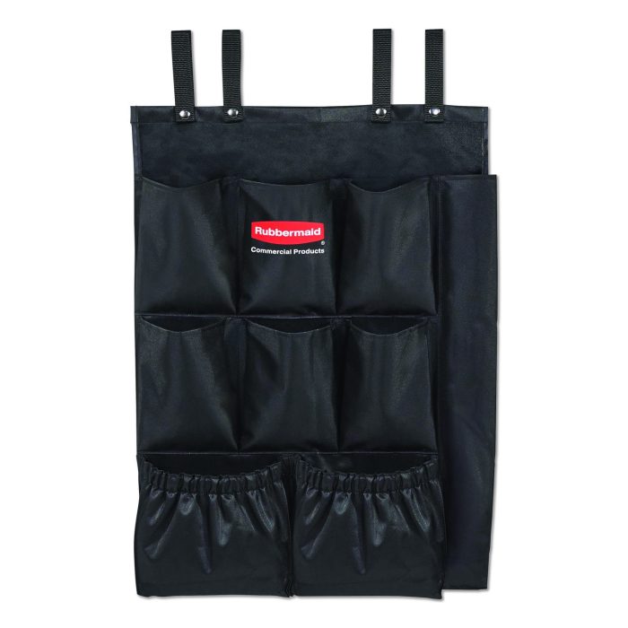 15111407 Fabric 9-Pocket Cart Organizer, 19.8 x 1.5 x 27.5, Black, 6/Carton - Image 1
