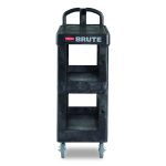 BRUTE 3-Shelf Heavy-Duty Ergo Flat Utility Cart, Plastic, 3 Shelves, 600 lb Capacity, 25.24" x 48.63" x 46.18", Black