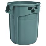 Vented Round Brute Container, 20 gal, Plastic, Gray