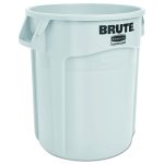 Vented Round Brute Container, 20 gal, Plastic, White