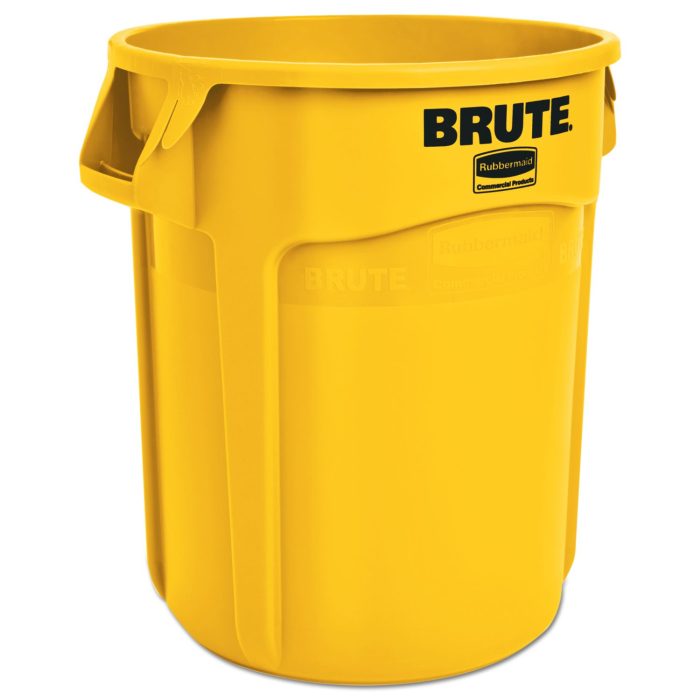 276566 Vented Round Brute Container, 20 gal, Plastic, Yellow - Image 1