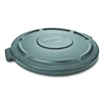 BRUTE Self-Draining Flat Top Lid, for 32 gal Round BRUTE Containers, 22.25" Diameter, Gray