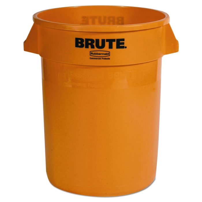 282041 Vented Round Brute Container, 32 gal, Plastic, Yellow - Image 1