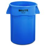 Vented Round Brute Container, 44 gal, Plastic, Blue