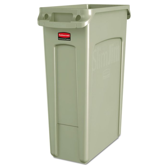277239 Slim Jim with Venting Channels, 23 gal, Plastic, Beige - Image 1