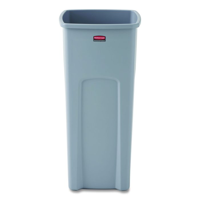 721008 Untouchable Square Waste Receptacle, 23 gal, Plastic, Gray - Image 1