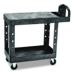 Flat Shelf Utility Cart, Plastic, 2 Shelves, 500 lb Capacity, 19.19" x 37.88" x 33.33", Black