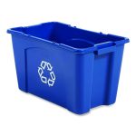Stacking Recycle Bin, 18 gal, Polyethylene, Blue