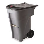 Brute Roll-Out Heavy-Duty Container, 65 gal, Polyethylene, Gray