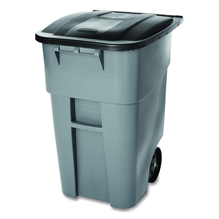 843476 Rollout Container, 50 gal, Molded Plastic, Gray - Image 1