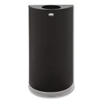 European and Metallic Series Open Top Half-Round Receptacle, 12 gal, Steel, Black/Chrome