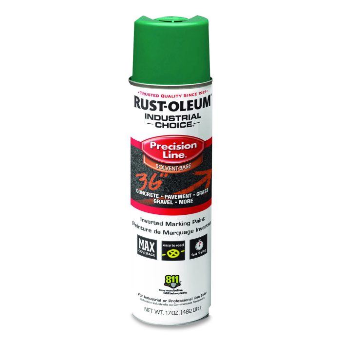 15113606 Industrial Choice M1600 System Solvent-Based Precision Line Marking Paint, Flat Green, 17 oz Aerosol Can, 12/Carton - Image 1
