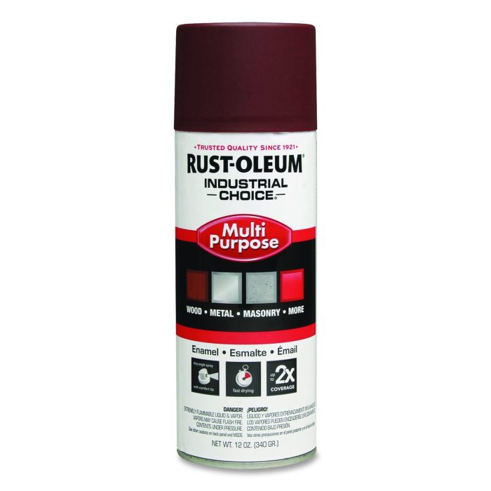15113473 Industrial Choice 1600 System Multi-Purpose Enamel Spray Paint, Flat Red, 12 oz Aerosol Can, 6/Carton - Image 1