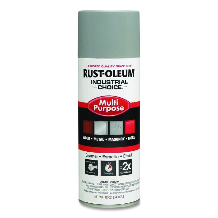 15113425 Industrial Choice 1600 System Multi-Purpose Enamel Spray Paint, Gloss ANSI 61 Light Gray, 12 oz Aerosol Can, 6/Carton - Image 1