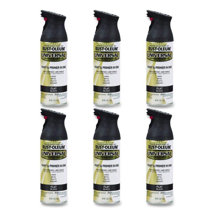 15089628 Universal Premium Spray Paint, Flat Black, 12 oz Aerosol Can, 6/Carton - Image 1