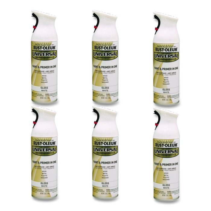 15089626 Universal Premium Spray Paint, Gloss White, 12 oz Aerosol Can, 6/Carton - Image 1
