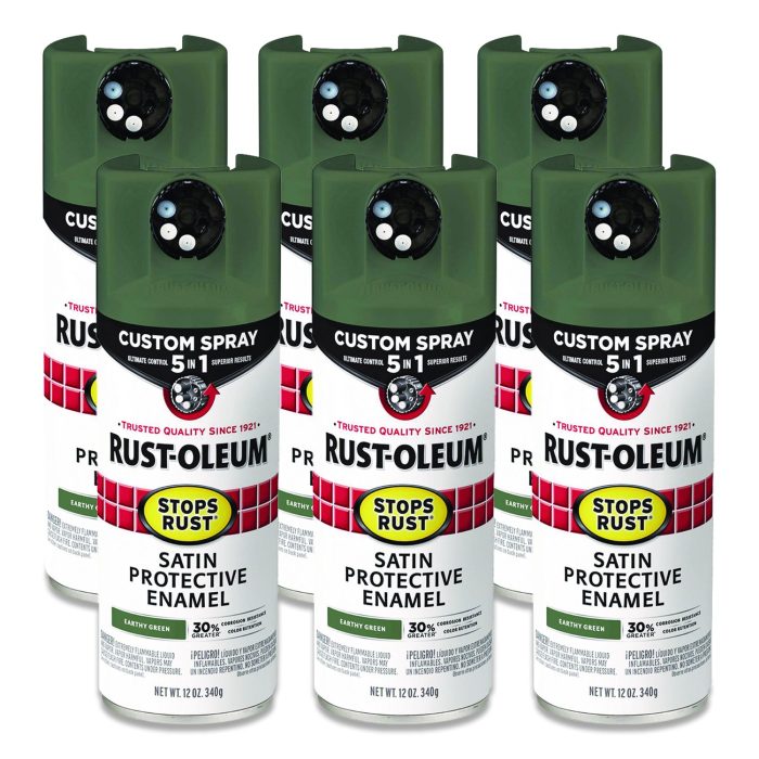 15039366 Stops Rust 5-in-1 Spray Paint, Satin Earthy Green, 12 oz Aerosol Can, 6/Carton - Image 1