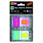 Pop-Up Fab Page Flags W/dispenser, "sign Me!", Red/orange, Teal/yellow, 100/pack