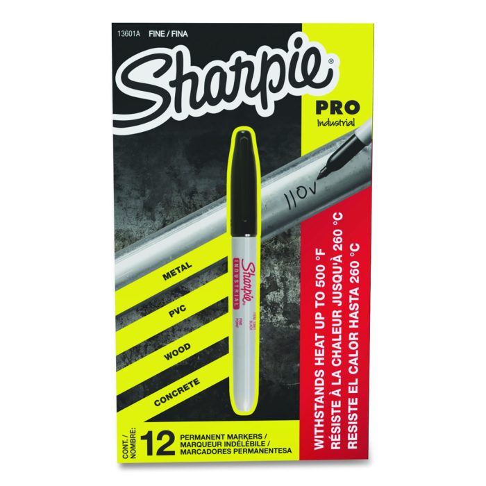 877127 Industrial Permanent Markers, Fine Bullet Tip, Black, Dozen - Image 1