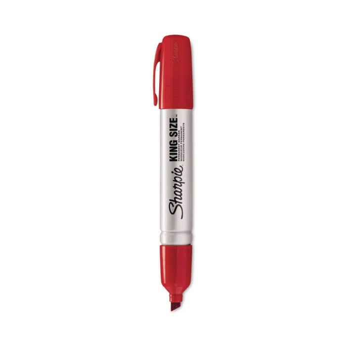 800244 King Size Permanent Marker, Broad Chisel Tip, Red, Dozen - Image 1