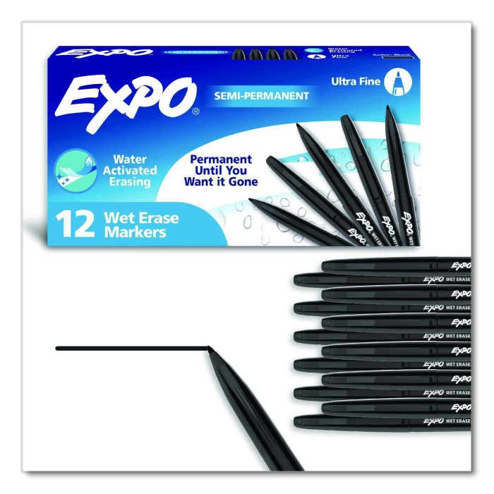15083966 Wet Erase Marker, Ultra Fine Bullet Tip, Black, Dozen - Image 1