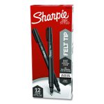 Water-Resistant Ink Porous Point Pen, Stick, Fine 0.4 mm, Black Ink, Black Barrel, Dozen