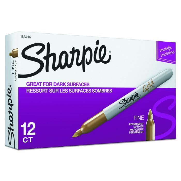 302016 Metallic Fine Point Permanent Markers, Fine Bullet Tip, Gold, Dozen - Image 1