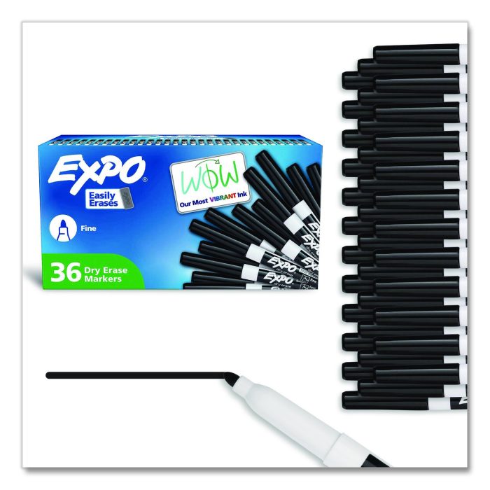 15087407 Low-Odor Dry-Erase Marker Value Pack, Fine Bullet Tip, Black, 36/box - Image 1