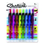 Retractable Highlighters With Storage Pouch, Assorted Ink Colors, Chisel Tip, Assorted Barrel Colors, 8/set
