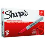 Fine Tip Permanent Marker, Fine Bullet Tip, Red, Dozen