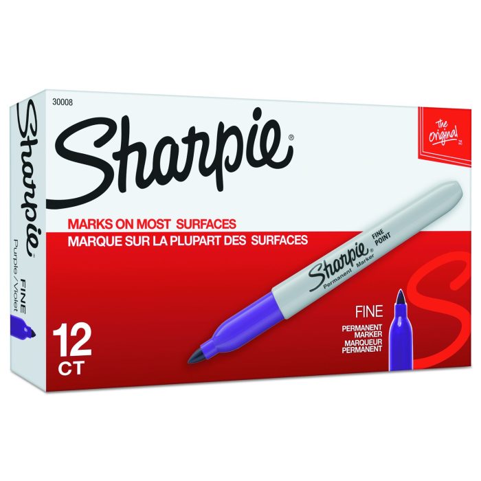 302051 Fine Tip Permanent Marker, Fine Bullet Tip, Purple, Dozen - Image 1