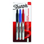 Retractable Permanent Marker, Fine Bullet Tip, Assorted Colors, 3/set