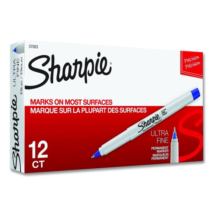 837825 Ultra Fine Tip Permanent Marker, Ultra-Fine Needle Tip, Blue, Dozen - Image 1