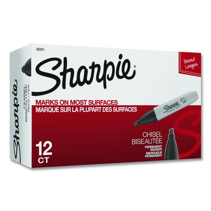 837812 Chisel Tip Permanent Marker, Medium Chisel Tip, Black, Dozen - Image 1